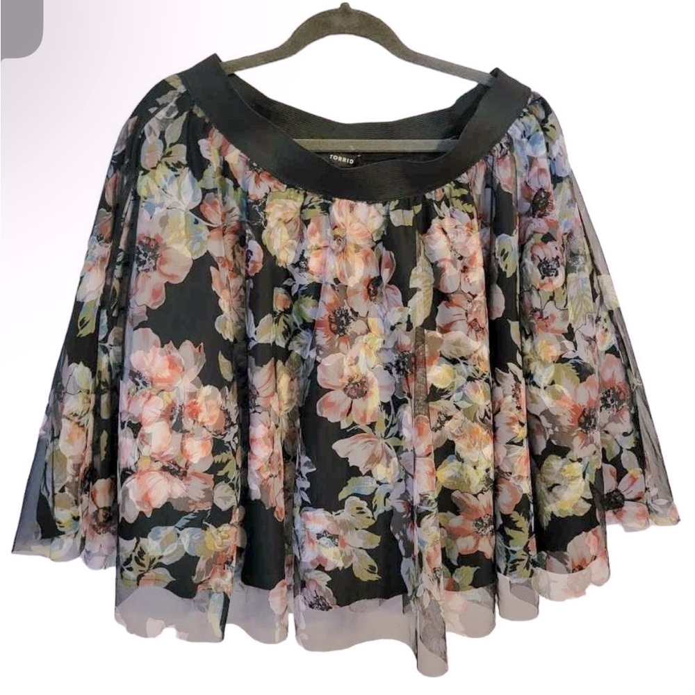 3X Torrid Tulle Skater Floral Mini Skirt